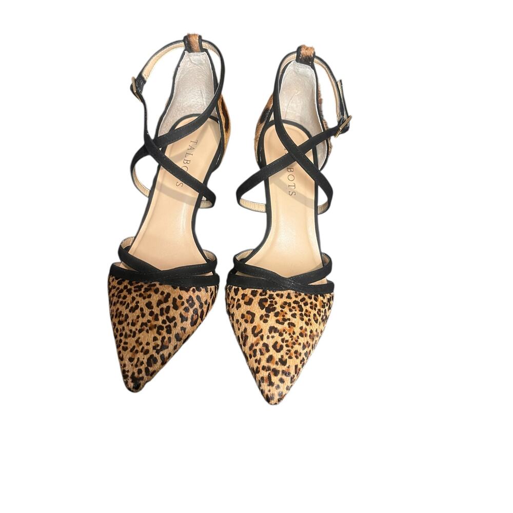 Talbots Erica Strappy Pumps in Calf Hair Leopard Size 7M EUC 3" Heel